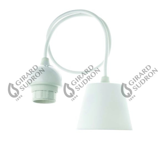 Monture E27 Blanc avec Câble Textile Blanc L.80