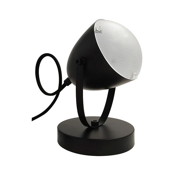 Spot rétro mural / à poser métal peint câb. text. L.120cm noir mat