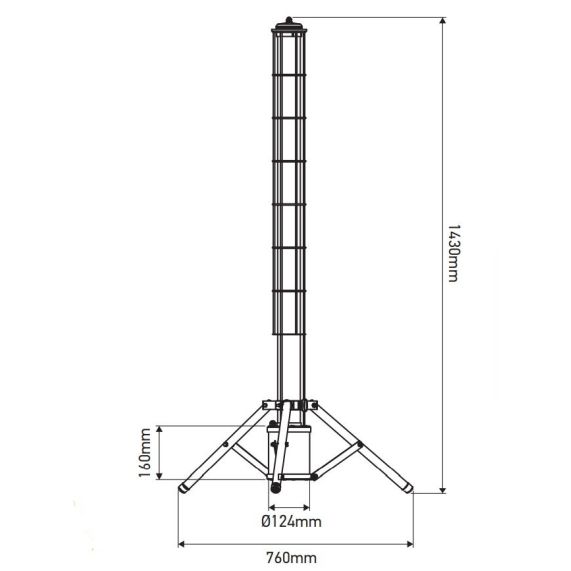 Eclairage chantier led noir batterie ou secteur Lassen 55W IP65 6100lm 6000K