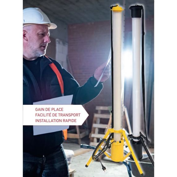 Eclairage chantier led noir batterie ou secteur Lassen 55W IP65 6100lm 6000K