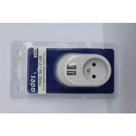 ***PRIX DESTOCKAGE*** PRISE 16A BLANC + 2*USB SEC. ENFANT BLX1